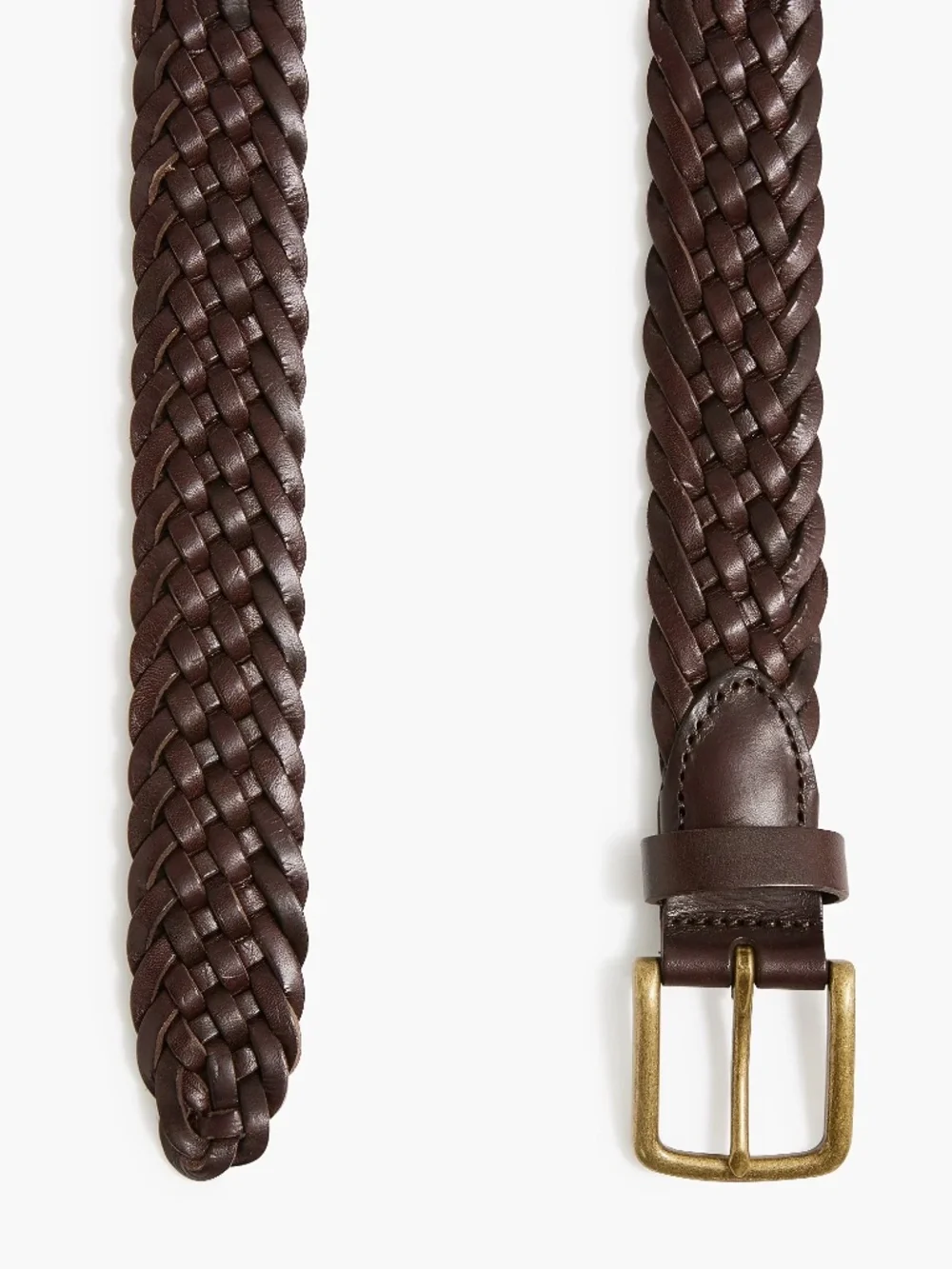 J.Crew Dark Brown Braided Genuine Leather Belt Size 36